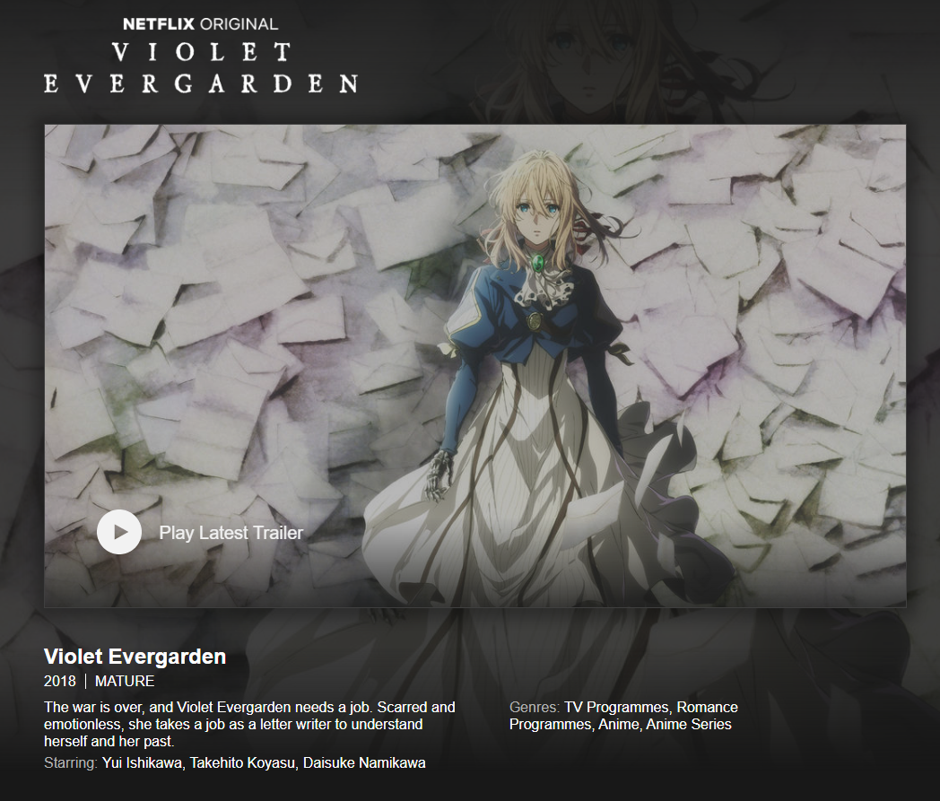 Violet Evergarden  Site oficial da Netflix