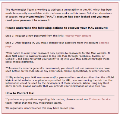 MyAnimeList accounts reportedly hacked in new breach